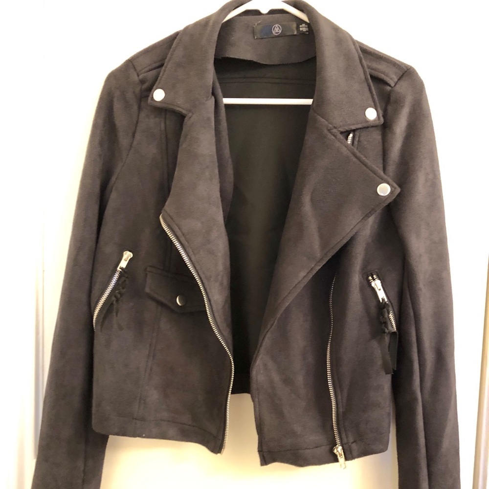 Missguided faux suede motorcycle jacket